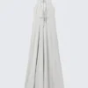 Vestido largo sin mangas con cuello halter – Beige claro Vestido largo sin mangas con cuello halter – Beige claro