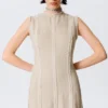 Vestido largo sin mangas con paneles de mezcla de lino – Beige claro Vestido largo sin mangas con paneles de mezcla de lino – Beige claro
