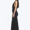 Vestido largo sin mangas con pliegues – Negro Vestido largo sin mangas con pliegues – Negro