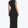 Vestido largo sin mangas con pliegues – Negro Vestido largo sin mangas con pliegues – Negro