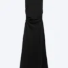 Vestido largo sin mangas con pliegues – Negro Vestido largo sin mangas con pliegues – Negro
