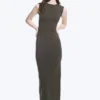 Vestido largo sin mangas de jersey de algodón – Gris oscuro Vestido largo sin mangas de jersey de algodón – Gris oscuro
