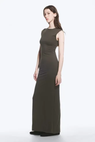 Vestido largo sin mangas de jersey de algodón – Gris oscuro