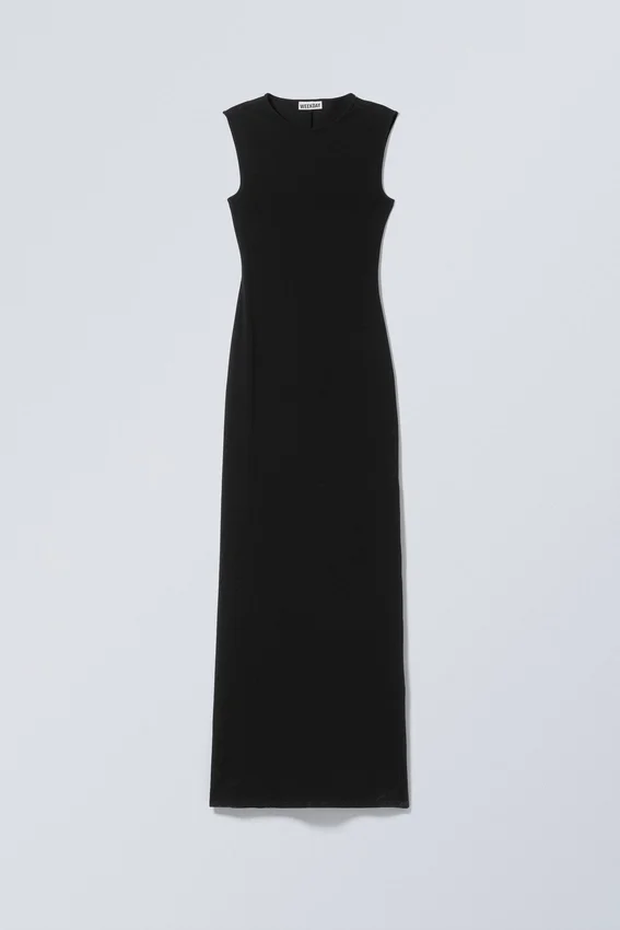 Vestido largo sin mangas de jersey de algodón – Negro Vestido largo sin mangas de jersey de algodón – Negro