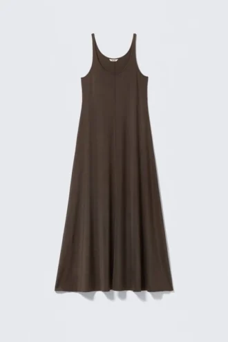 Vestido largo sin mangas – Marrón oscuro