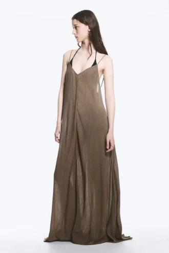 Vestido largo y fluido – Marrón