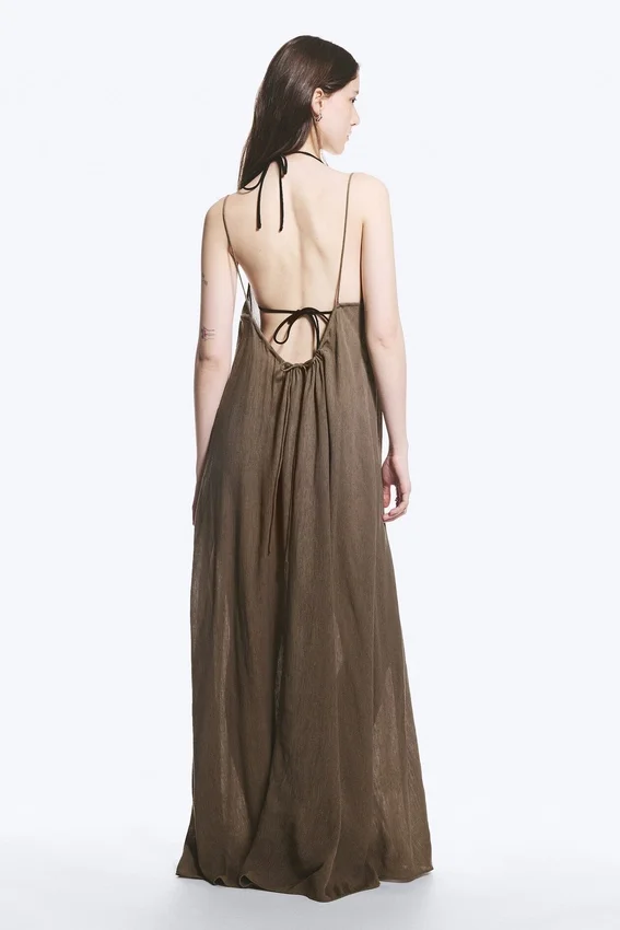 Vestido largo y fluido – Marrón Vestido largo y fluido – Marrón