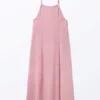Vestido lencero largo sin mangas de sarga – Rosa empolvado Vestido lencero largo sin mangas de sarga – Rosa empolvado