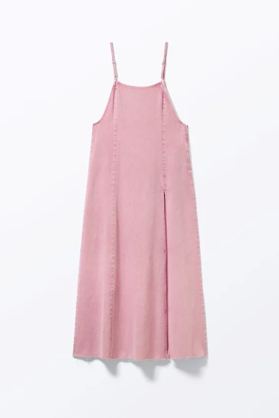 Vestido lencero largo sin mangas de sarga – Rosa empolvado Vestido lencero largo sin mangas de sarga – Rosa empolvado