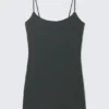 Vestido lencero mini con tirantes – Negro Vestido lencero mini con tirantes – Negro
