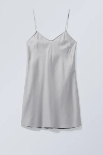 Vestido lencero mini Yui – Gris claro empolvado