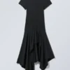Vestido midi asimétrico lavado – Negro lavado Vestido midi asimétrico lavado – Negro lavado
