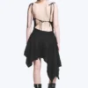 Vestido midi asimétrico sin mangas con cuello cowl – Negro Vestido midi asimétrico sin mangas con cuello cowl – Negro