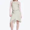 Vestido midi asimétrico sin mangas con cuello vuelto – Light Mole Vestido midi asimétrico sin mangas con cuello vuelto – Light Mole