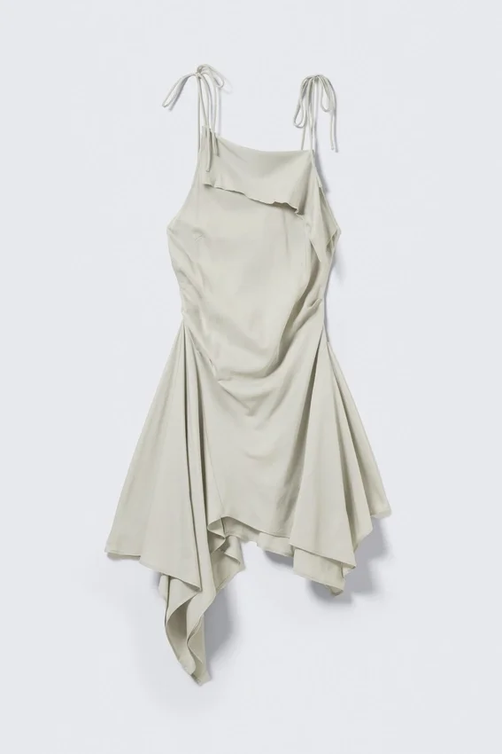 Vestido midi asimétrico sin mangas con cuello vuelto – Light Mole Vestido midi asimétrico sin mangas con cuello vuelto – Light Mole