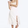 Vestido midi bordado – Blanco