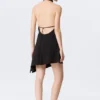 Vestido midi con cuello halter drapeado y cuello cowl – Negro