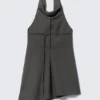 Vestido midi con cuello halter drapeado y cuello cowl – Rayas gris oscuro Vestido midi con cuello halter drapeado y cuello cowl – Rayas gris oscuro