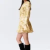 Vestido mini ajustado de manga larga con volantes – Estampado floral amarillo