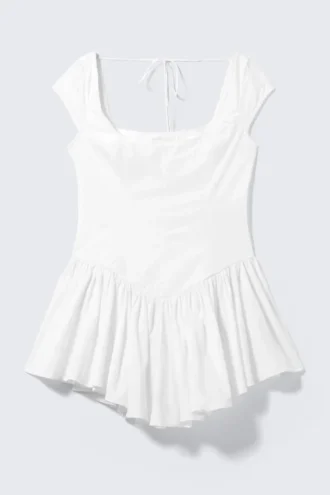 Vestido mini ajustado y acampanado – Blanco Blanco