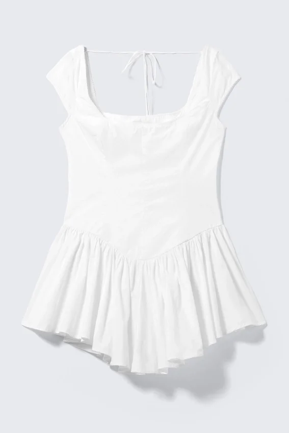 Vestido mini ajustado y acampanado – Blanco Blanco Vestido mini ajustado y acampanado – Blanco Blanco
