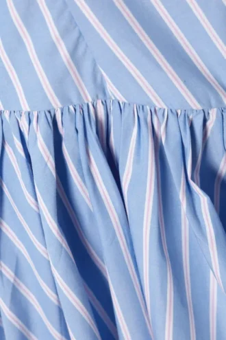 Vestido mini ajustado y acampanado – Rayas azules y rosas