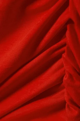 Vestido mini de jersey fruncido – Rojo brillante