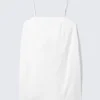 Vestido mini de sarga con lazo en la espalda – Blanco Vestido mini de sarga con lazo en la espalda – Blanco