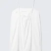 Vestido mini de sarga con lazo en la espalda – Blanco Vestido mini de sarga con lazo en la espalda – Blanco