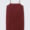 Vestido mini de sarga con lazo en la espalda – Burdeos Vestido mini de sarga con lazo en la espalda – Burdeos