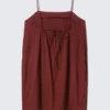 Vestido mini de sarga con lazo en la espalda – Burdeos Vestido mini de sarga con lazo en la espalda – Burdeos