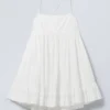 Vestido mini de tirantes de popelín – Blanco Vestido mini de tirantes de popelín – Blanco