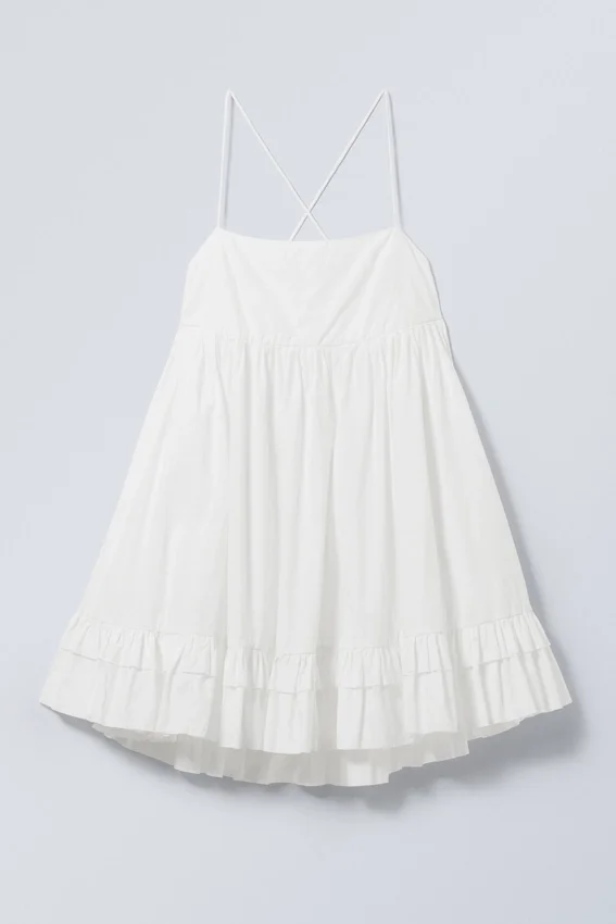 Vestido mini de tirantes de popelín – Blanco Vestido mini de tirantes de popelín – Blanco
