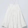 Vestido mini de tirantes de popelín – Blanco Vestido mini de tirantes de popelín – Blanco
