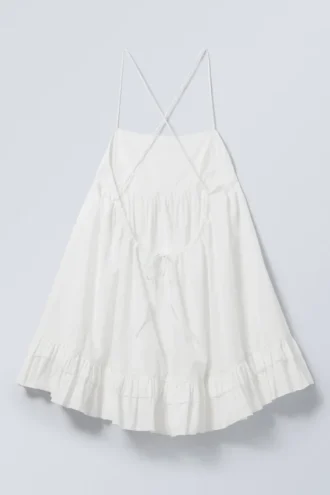 Vestido mini de tirantes de popelín – Blanco