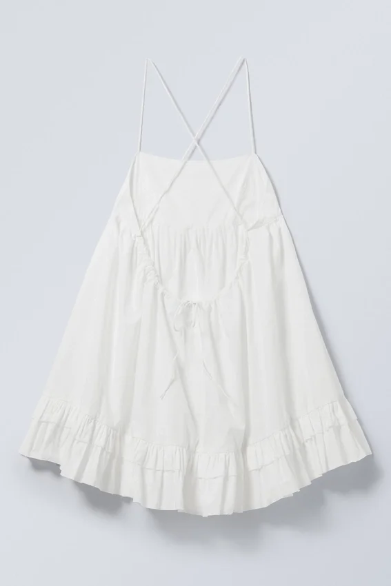 Vestido mini de tirantes de popelín – Blanco Vestido mini de tirantes de popelín – Blanco