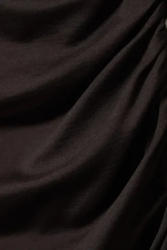 Vestido mini fruncido de manga larga – Marrón oscuro