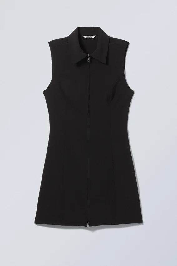 Vestido mini sin mangas con cremallera – Negro Vestido mini sin mangas con cremallera – Negro