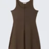 Vestido mini sin mangas de jersey – Marrón oscuro
