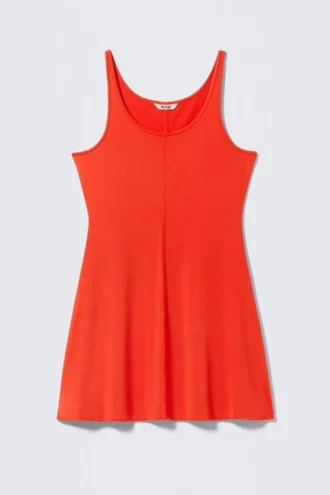 Vestido mini sin mangas de jersey – Rojo brillante