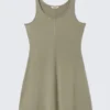 Vestido mini sin mangas de jersey – Verde caqui Vestido mini sin mangas de jersey – Verde caqui