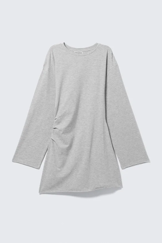 Vestido oversize de manga larga – Gris jaspeado Vestido oversize de manga larga – Gris jaspeado