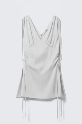 Vestido sin mangas con escote en V y tirantes – Gris claro