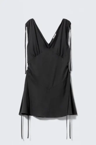Vestido sin mangas con tirantes y cuello en V – Gris oscuro