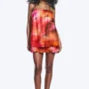 Vestido sin mangas de corte globo – Rojo y naranja – Calypso Flower