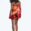 Vestido sin mangas de corte globo – Rojo y naranja – Calypso Flower