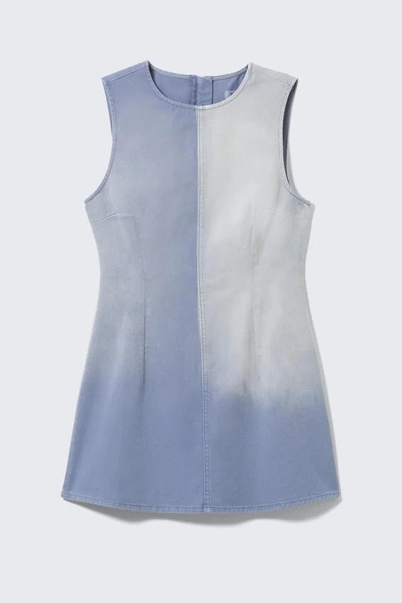 Vestido sin mangas de sarga de algodón utilitario – Azul lavado Vestido sin mangas de sarga de algodón utilitario – Azul lavado