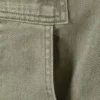 Vestido sin mangas de sarga de algodón utilitario – Verde caqui