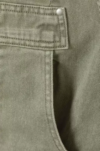 Vestido sin mangas de sarga de algodón utilitario – Verde caqui