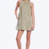 Vestido sin mangas de sarga de algodón – Verde caqui lavado Vestido sin mangas de sarga de algodón – Verde caqui lavado